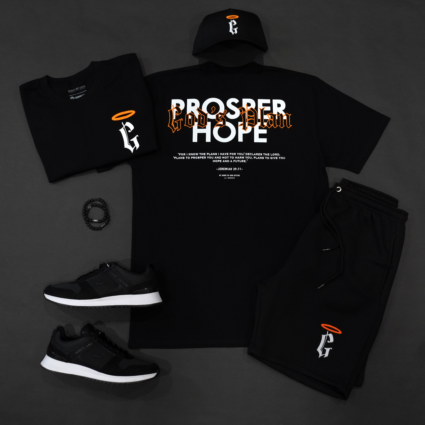 God's Plan Crew Shorts Halo Concept - Black + Orange
