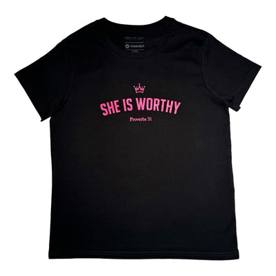 She is Worthy Black & Pink Edition - Black Tee
