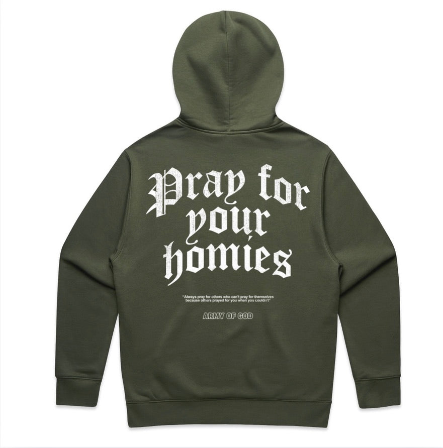 Pray for Your Homies Hoodie - Army Green