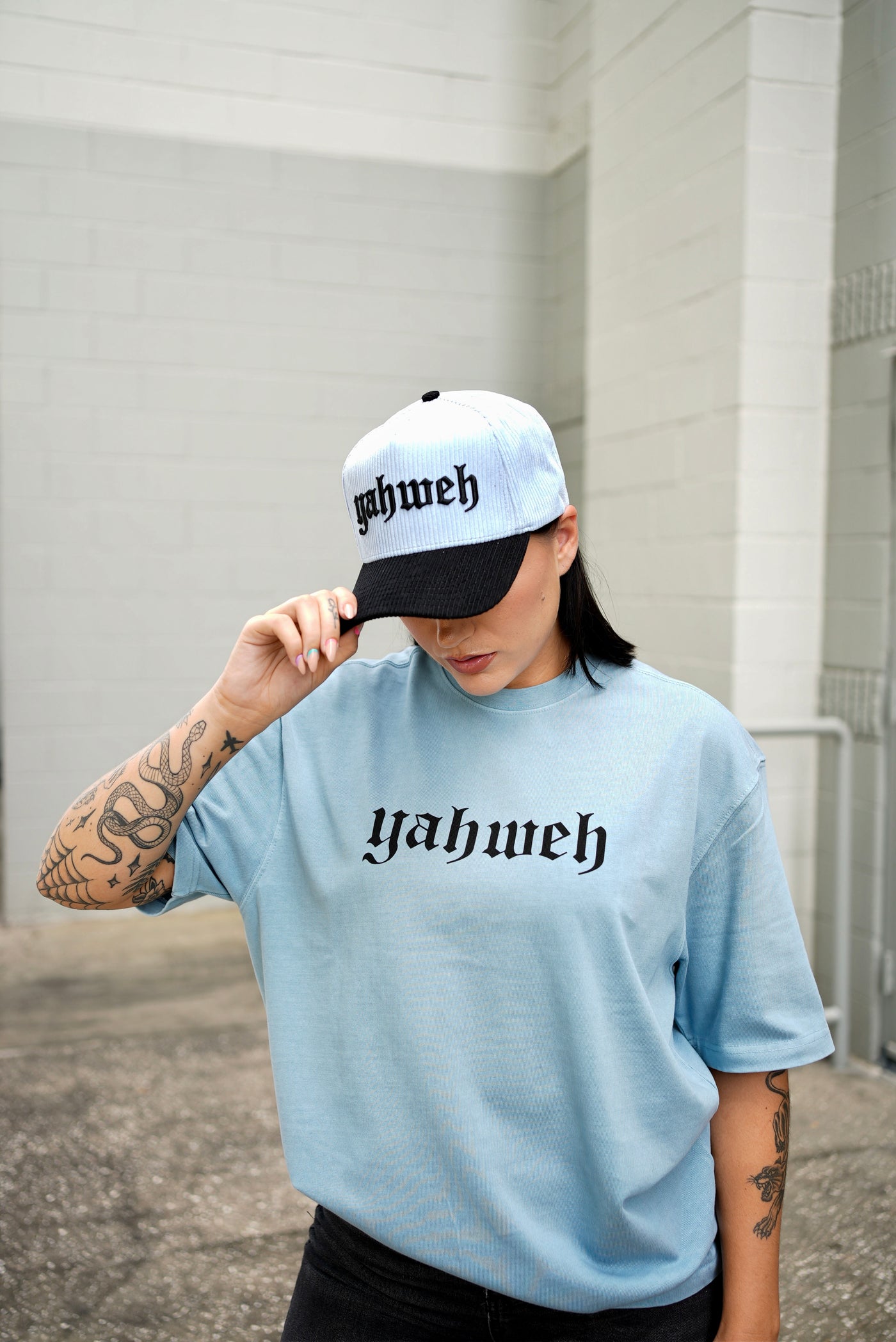 Yahweh Oversized Baby Blue Wash Tee