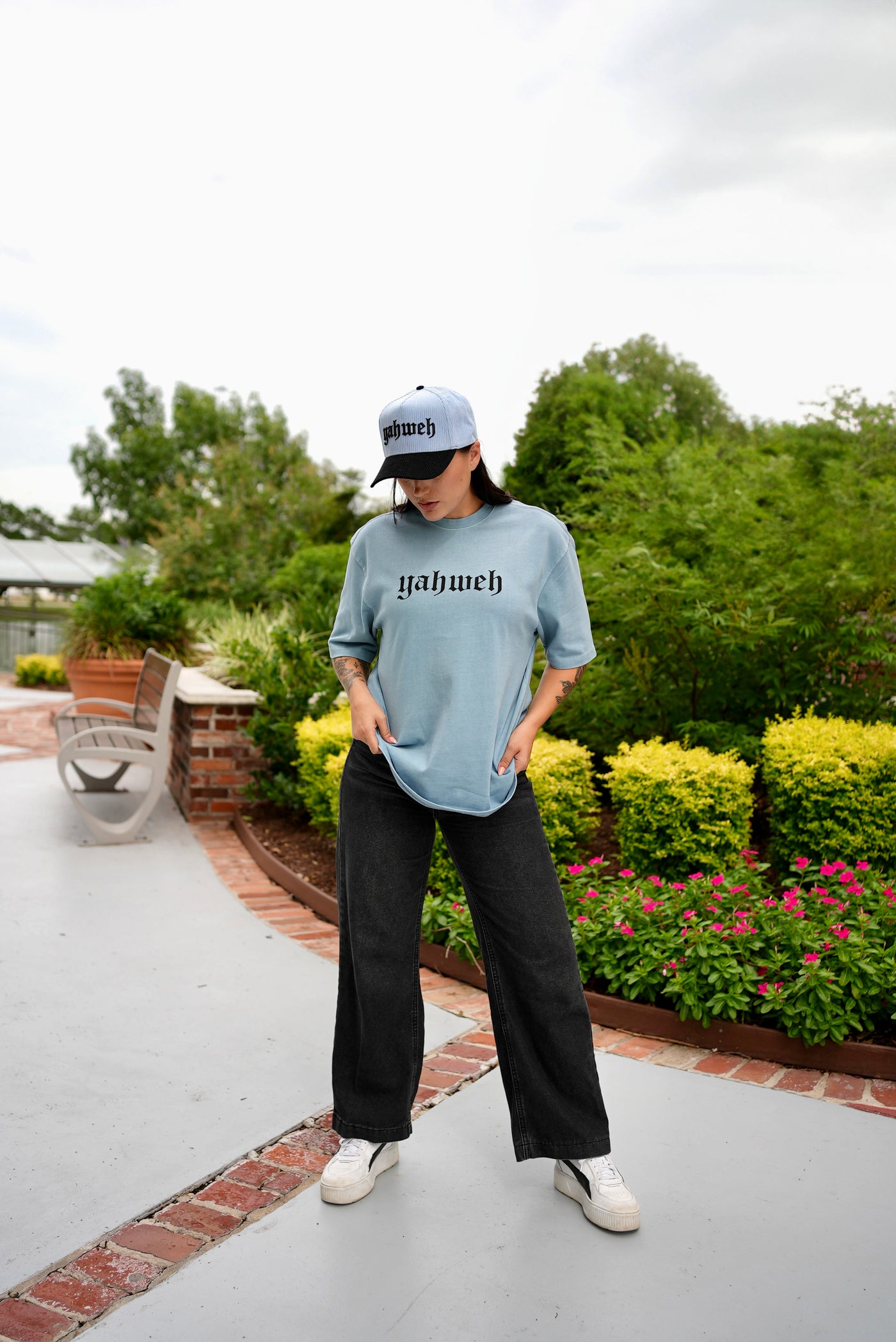 Yahweh Oversized Baby Blue Wash Tee