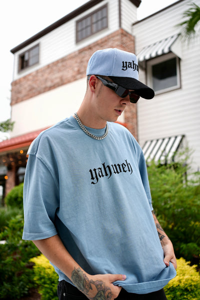 Yahweh Oversized Baby Blue Wash Tee