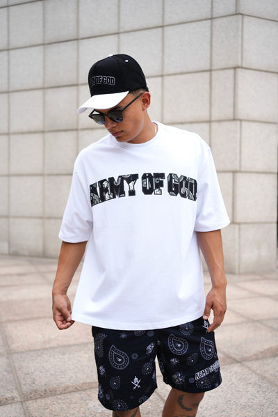 Army of God Paisley Angel Oversized Tee - White