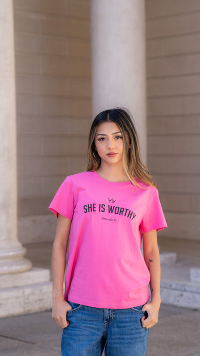 She is Worthy Black & Pink Edition - Pink Tee