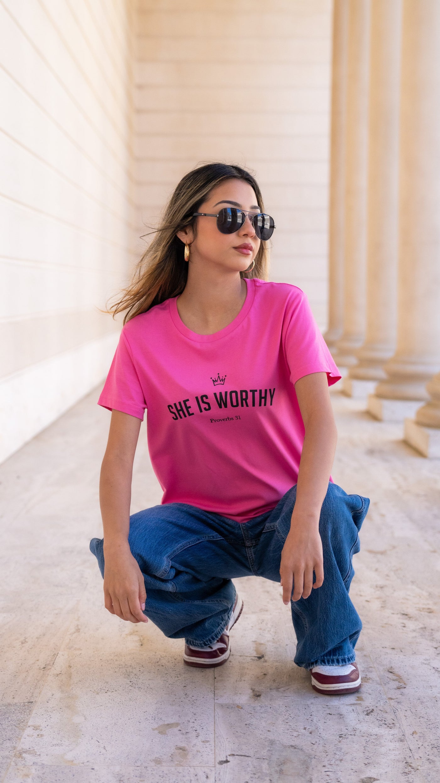She is Worthy Black & Pink Edition - Pink Tee