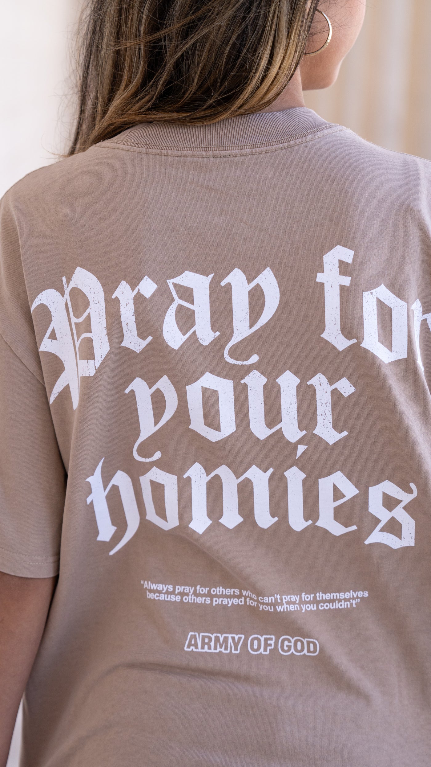 Pray for Your Homies Vintage Tee - Faded Khaki