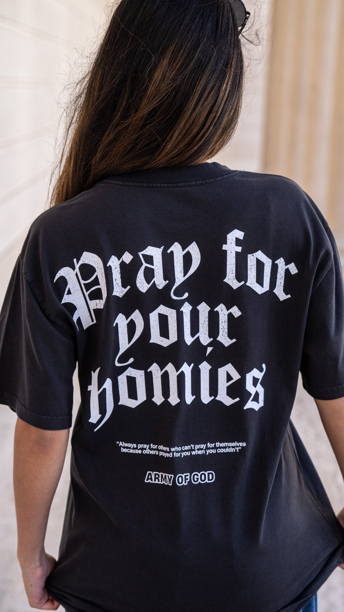 Pray for Your Homies Vintage Tee - Faded Black