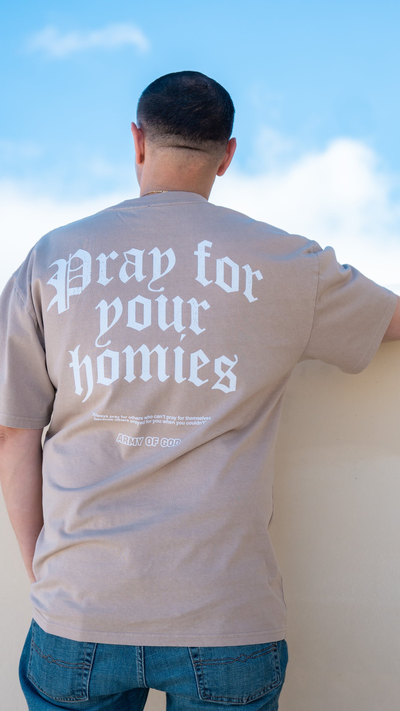 Pray for Your Homies Vintage Tee - Faded Khaki