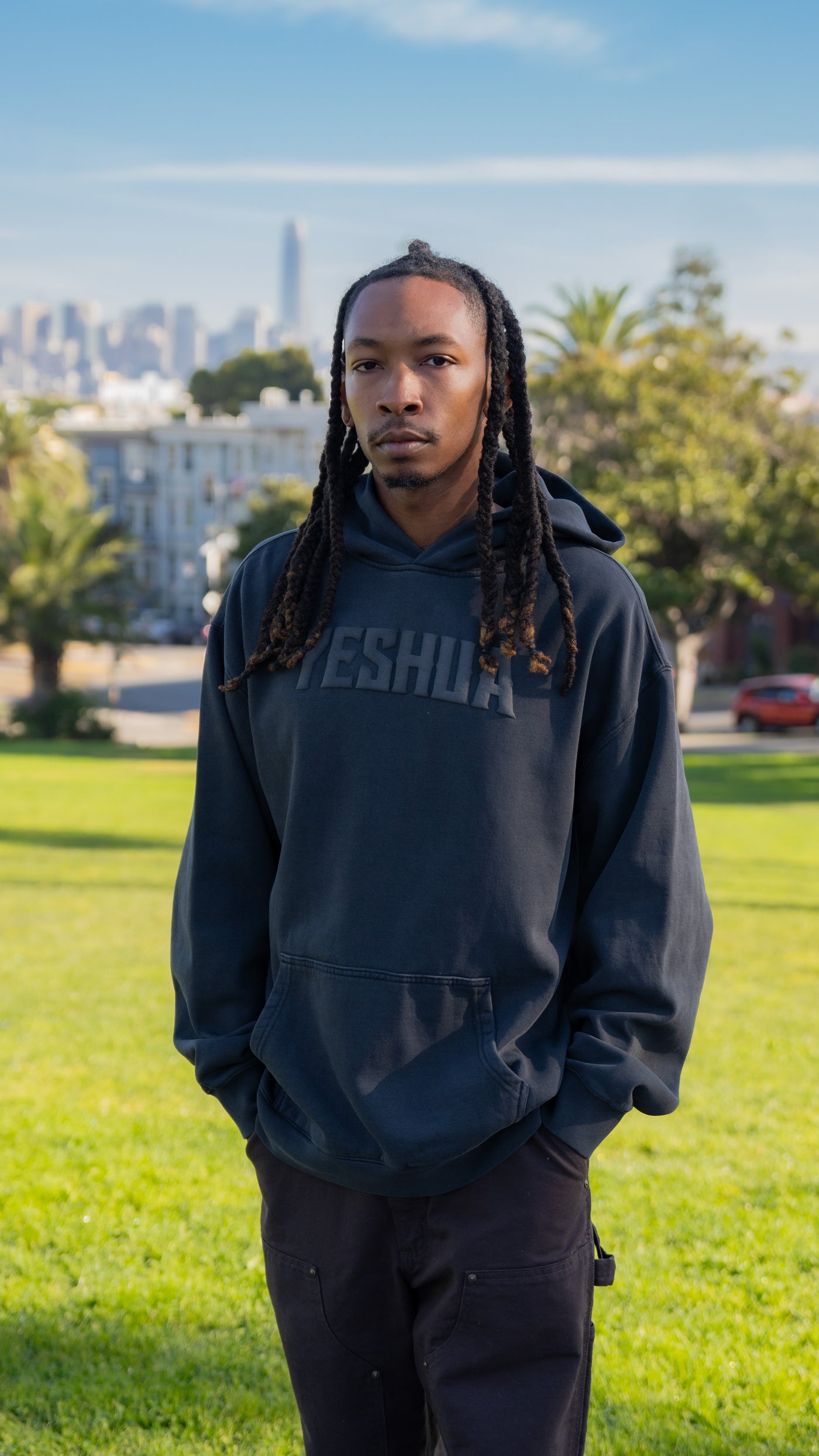 Yeshua Black Puff Print Hoodie - Dark Charcoal