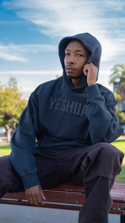 Yeshua Black Puff Print Hoodie - Dark Charcoal