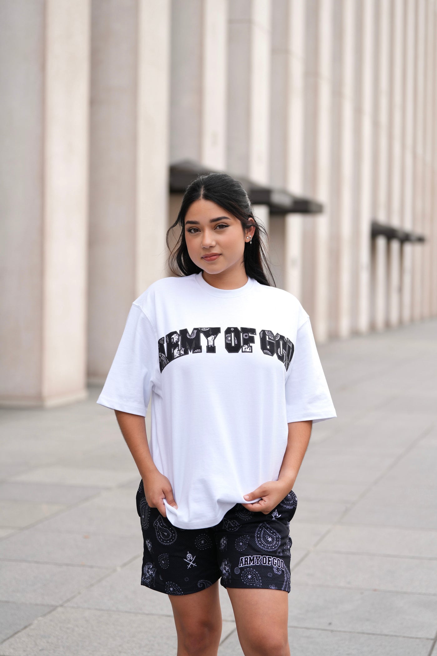 Army of God Paisley Angel Oversized Tee - White