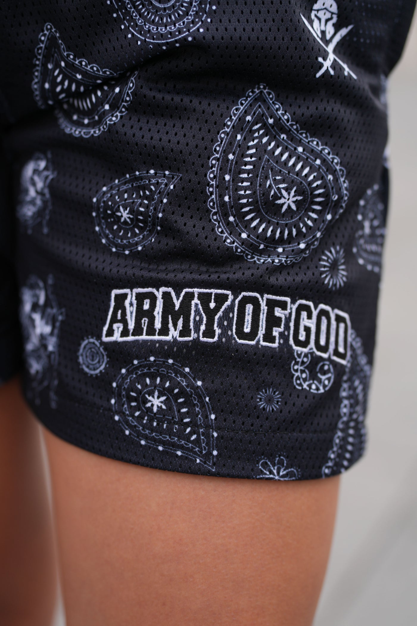 Army of God Paisley Angel Mesh Shorts