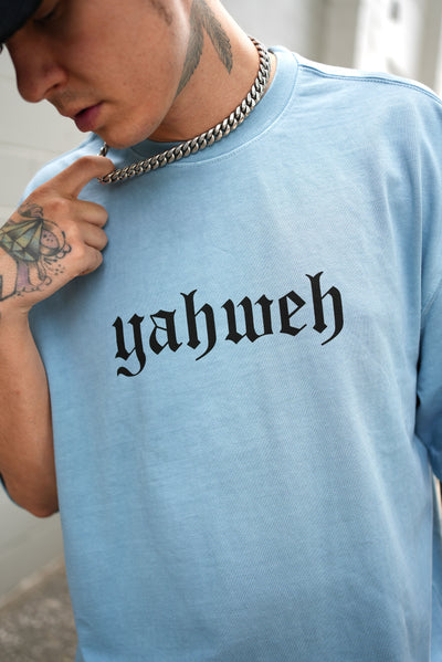 Yahweh Oversized Baby Blue Wash Tee