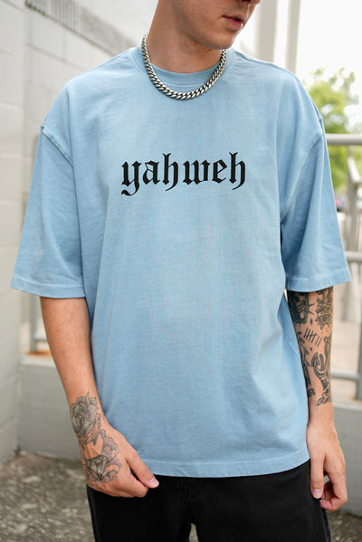 Yahweh Oversized Baby Blue Wash Tee