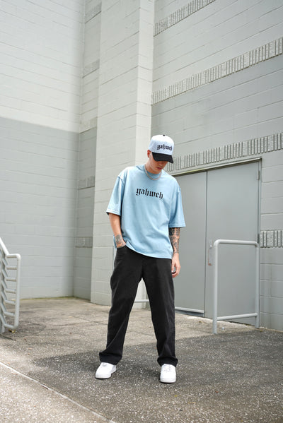 Yahweh Oversized Baby Blue Wash Tee