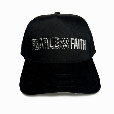 Fearless Faith Snapback de perfil médio - Preto + Branco 