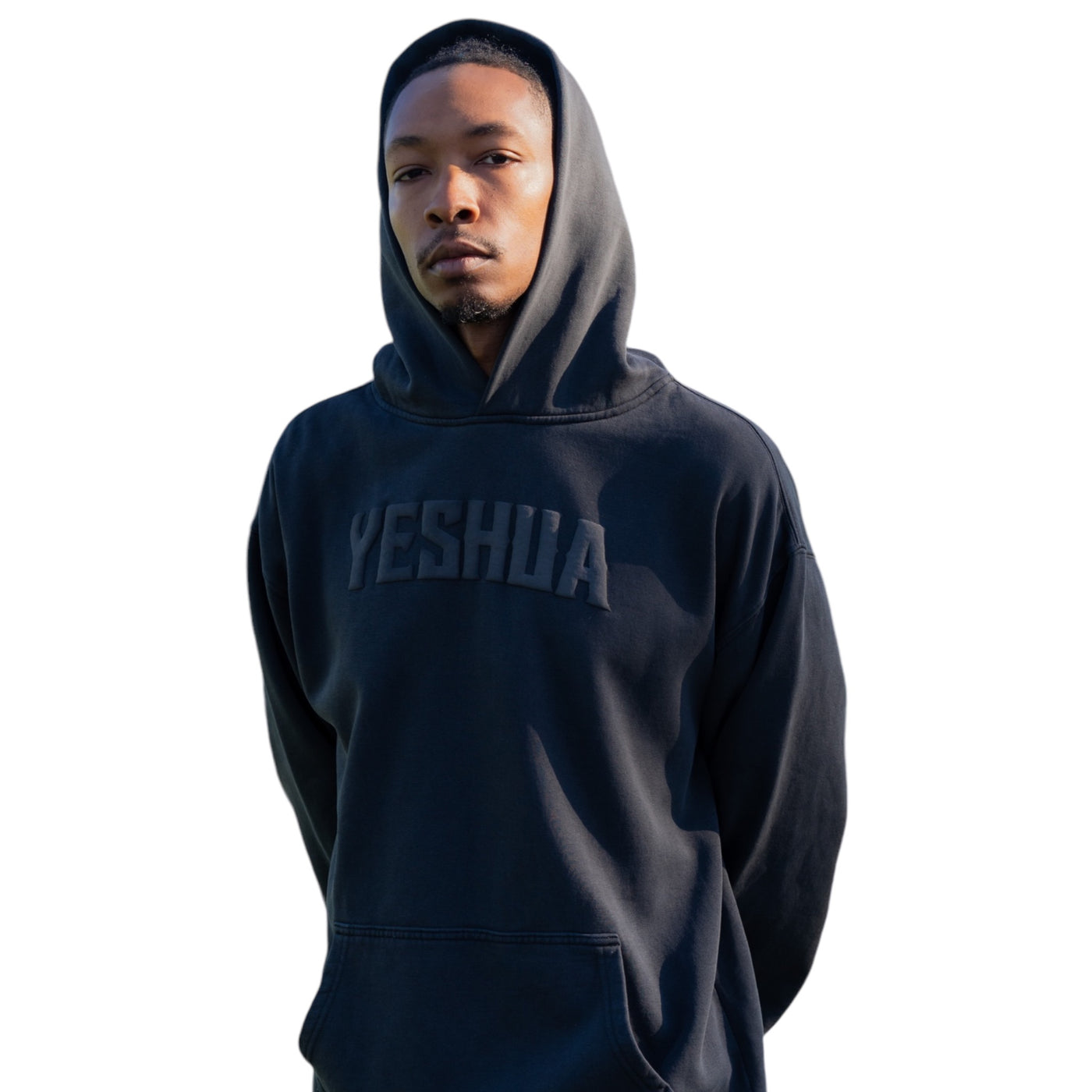 Yeshua Black Puff Print Hoodie - Dark Charcoal