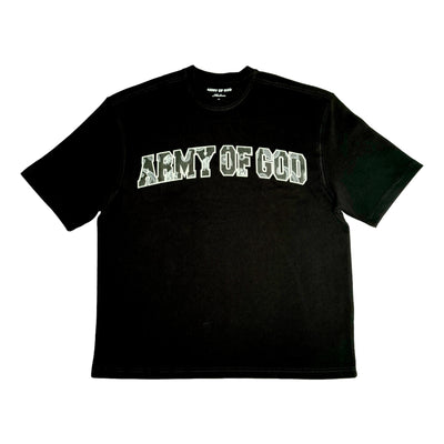 Army of God Paisley Angel Oversized Tee - Black