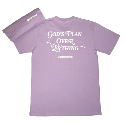 God's Plan Puff Print Message Tee -Lavender