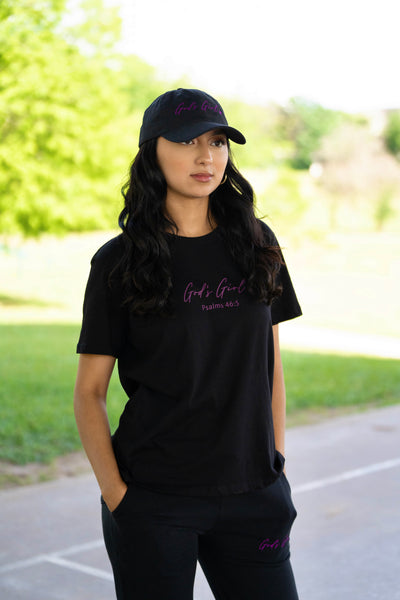 God's Girl Brushed Twill Hat - Black & Purple