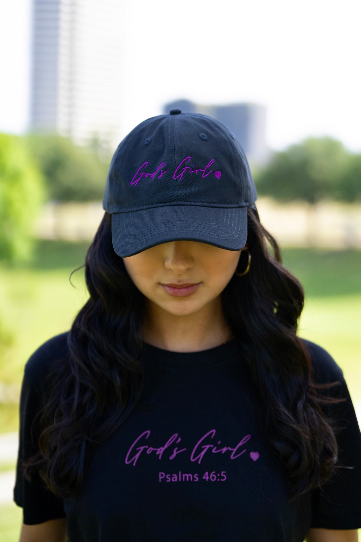 God's Girl Brushed Twill Hat - Black & Purple