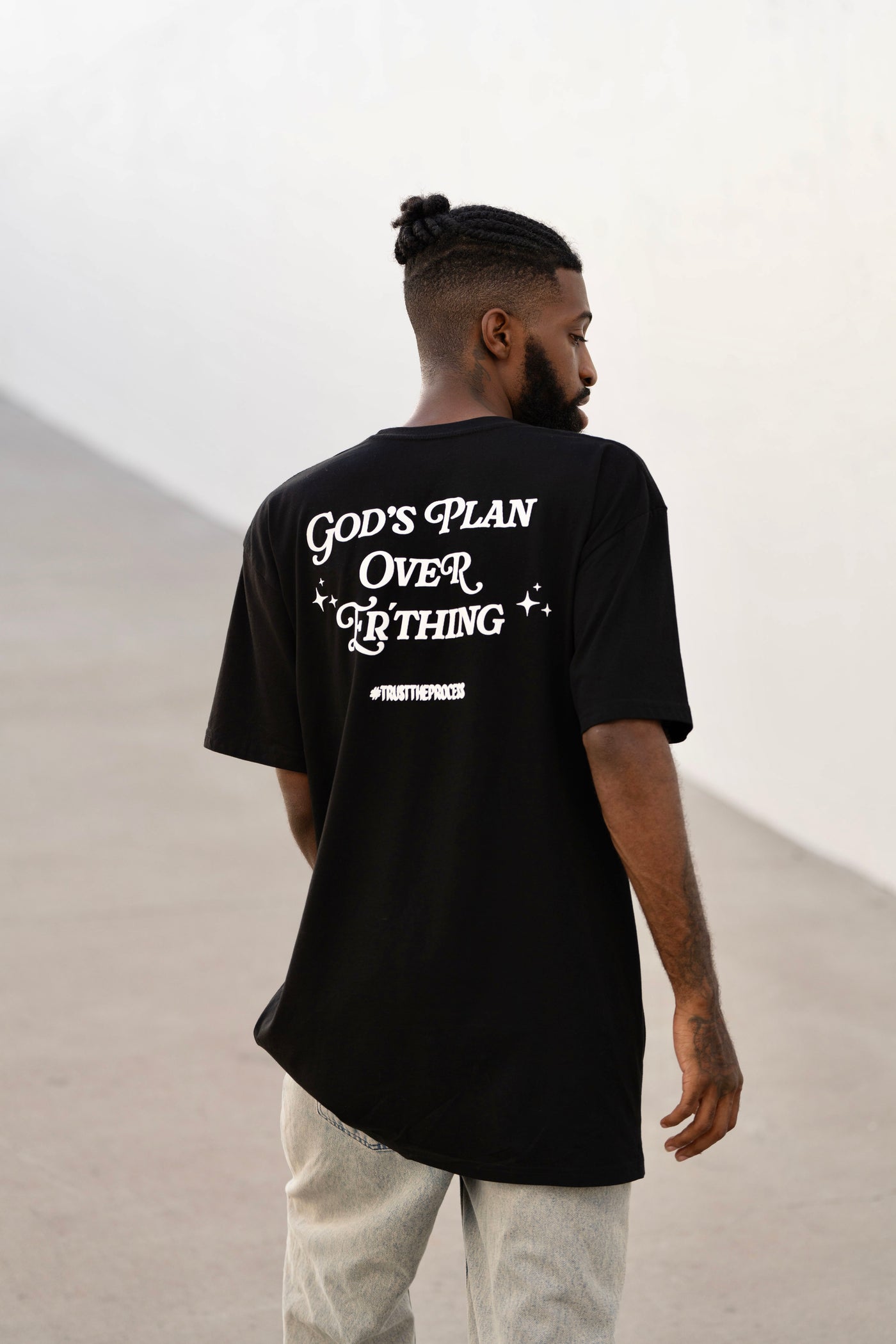 God's Plan Puff Print Message Tee -Black