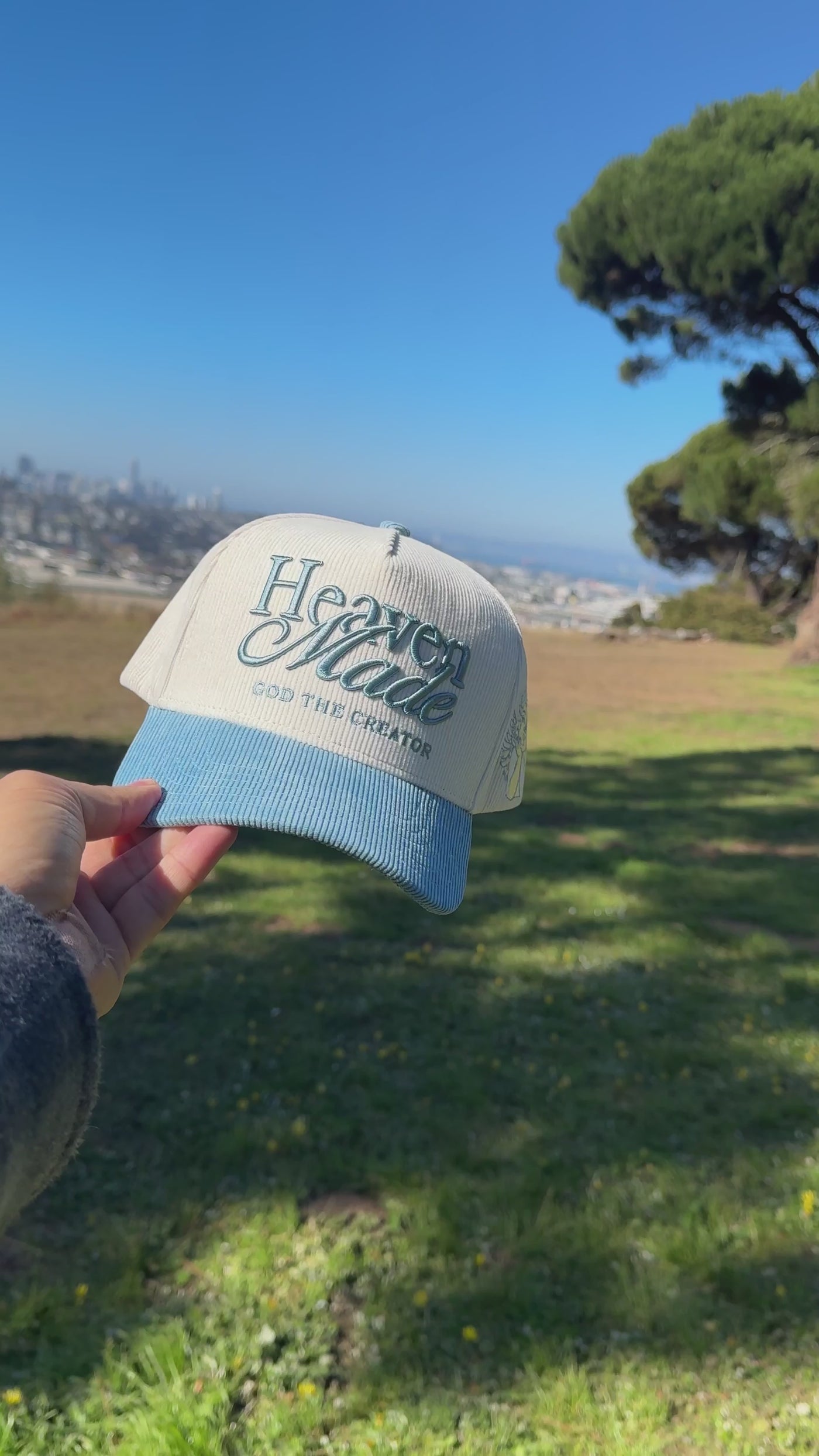 Heaven Made God the Creator LUX Hat - Baby Blue + Cream