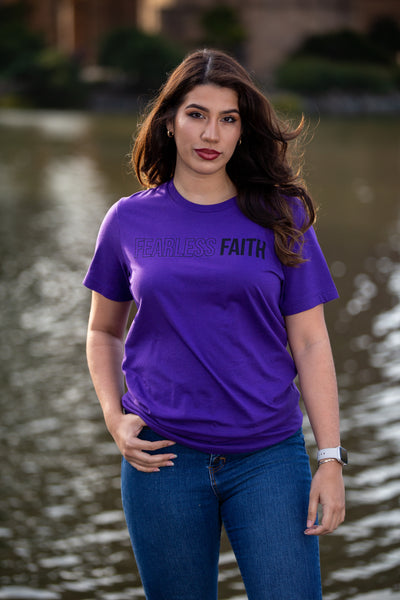 FEARLESS FAITH BLACK & PURPLE EDITION CREW TEE - Purple