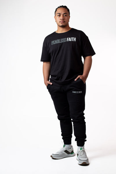 Fearless Faith Black Joggers - Embroidered