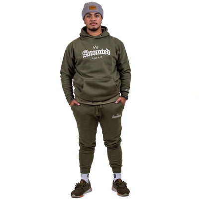 anointed military green hoodie and joggers set by army of god attire