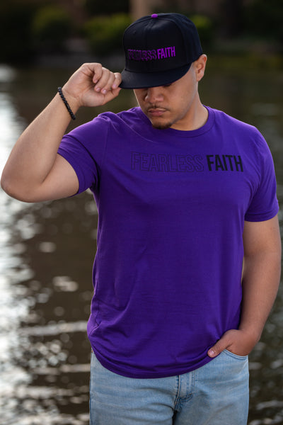 FEARLESS FAITH BLACK & PURPLE EDITION CREW TEE - Purple