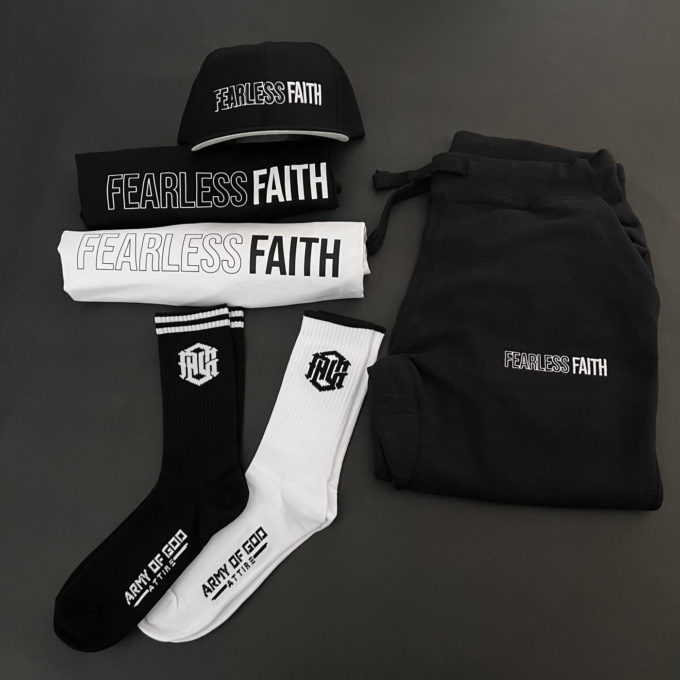 Fearless Faith Black Joggers - Embroidered