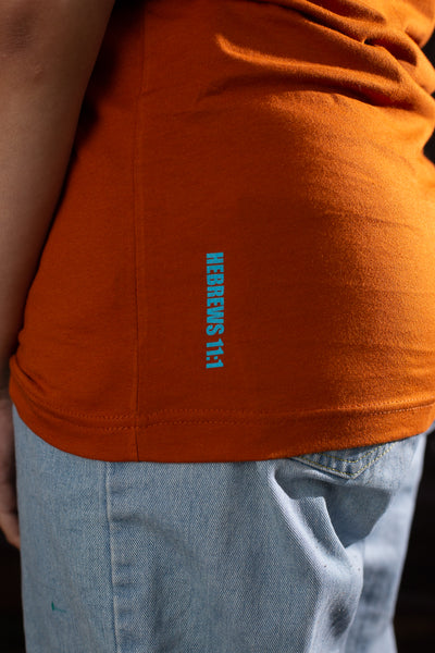 fearless faith autumn color tshirt with aqua print army of god attire