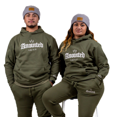 anointed military green hoodie and joggers set by army of god attire