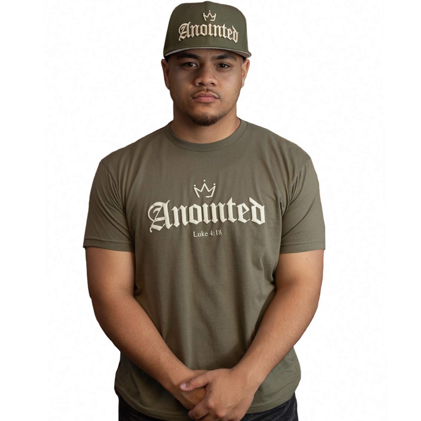 Anointed Autumn Edition Puff Print Crew Tee - Military Green