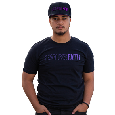 FEARLESS FAITH BLACK & PURPLE EDITION CREW TEE - BLACK