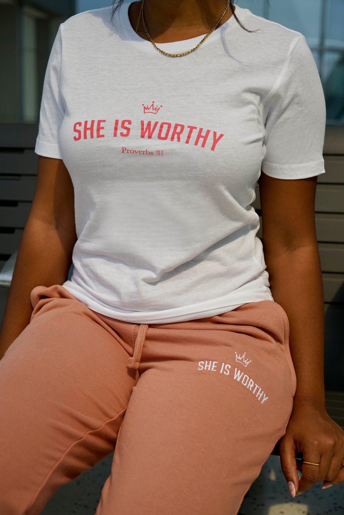 she is worthy joggers proverbs 31 by army of god attire christian clothing